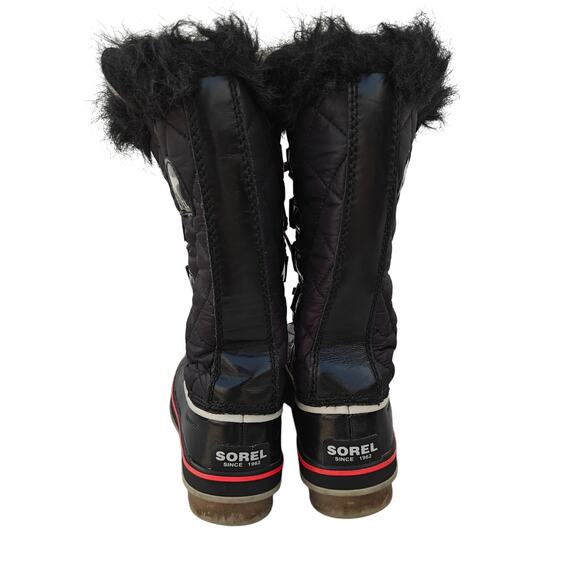 Sorel Tofino II Quilted Waterproof Snow Boots Black/Red Trim Women’s 7 - Picture 3 of 5
